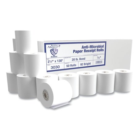 ALLIANCE Armor Antimicrobial Receipt Roll Paper, 2.25 in. x 130 ft, White, PK50, 50PK 3030